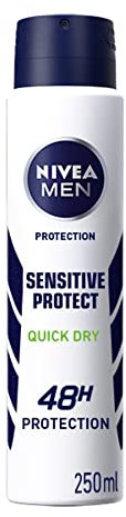 NIVEA Men Sensitive Protect Spray (250ml), Long-Lasting Deodorant Spray for 72H Protection, Gentle Anti-Perspirant for Sensitive Skin -Pack of 6