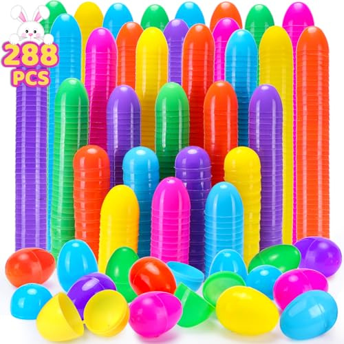 YEAHBEER 288 Easter Eggs -2.36 Bright Colors Plastic Easter Eggs Empty for Easter Hunt, Easter Basket Stuffers, Party Favor, Classroom Prize Supplies