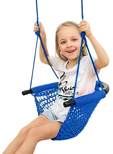 Swing Seat for Kids Heavy Duty Rope Play Secure Children Swing Set,Perfect for Indoor,Outdoor,Playground,Home,Tree,with Snap Hooks and Swing Straps,440 lbs Capacity,Blue