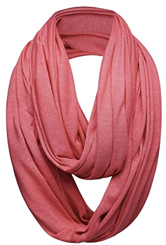 Basic Sense Plain 50% Cotton Blend Jersey Snood Scarf, Coral