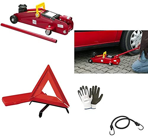 Compatible con Citroen SPACETOURER Gato HIDRÁULICO con Carro TRIÁNGULO DE Emergencia Fluorescente + Kit SUMINISTRADO Maleta para Asistencia EN Carretera APROBADA por Coche