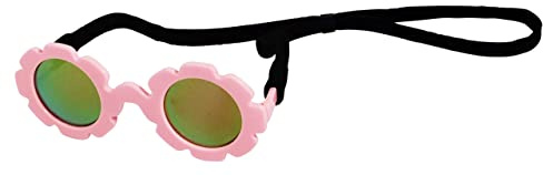 G001 Dog Sunglasses for Costume Medium Breeds (20-40lbs) (Flower Pink-Pink Mirror)