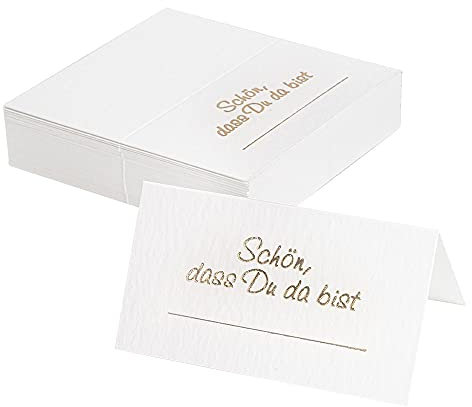 Ideen mit Herz Tischkarten Schön, dass du da bist | 10 cm x 9 cm | Strukturkarton 300 g/m² | 50 Stück