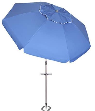 eacommerce Ombrellone Mare da Spiaggia in Alluminio Inclinabile con Picchetto 220 cm Colore Blu