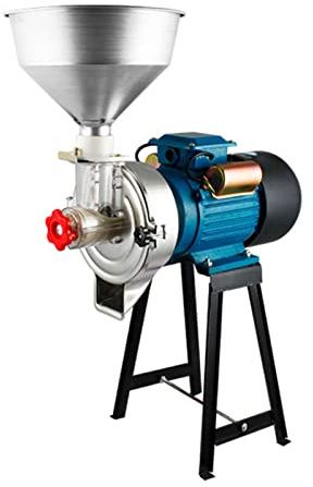 ZJWD Heavy Duty Electric Grain Mill Grinder, Wet & Dry Cereals, Corn Mill, with Funnel for Flour, Rice, Feed, Coffee, Pellet in Powder