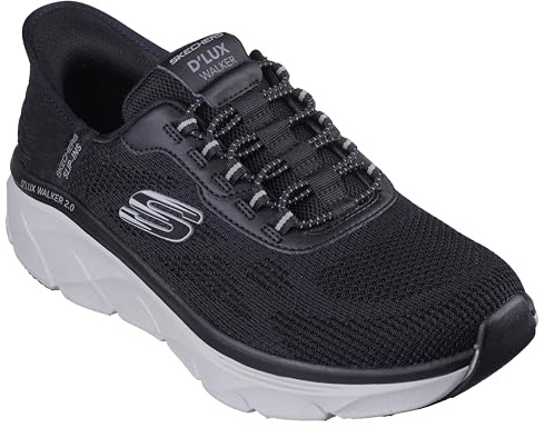 Skechers Chaussures à Enfiler pour Homme, Coupe décontractée : D'Lux Walker 2.0 - Rezinate Sneaker, Noir/Gris, 43 EU