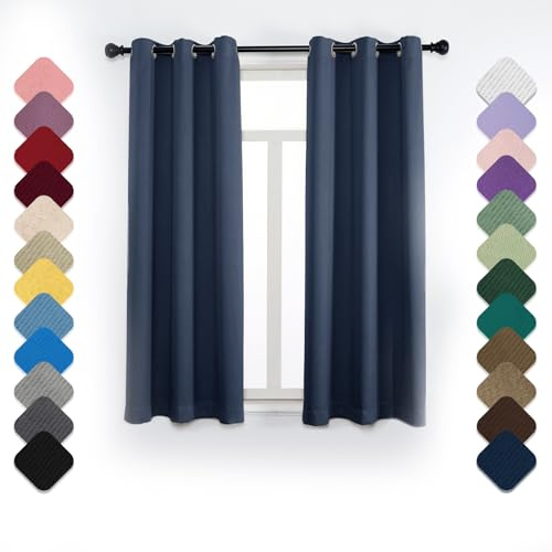 Cortinas Dormitorio, Aislante Termico Ventanas 1 Pieza, 300 x 200cm (AlxAn) Cortinas Blackout con Ojales, Cortinas Cocina Largas, Cortina Acustica Azul Oscuro-2
