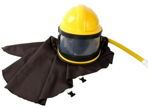 YHJLZNA Sandstrahlhelm-Set Mit Sandstrahlhelm,Sandstrahlgerät,Sandstrahlhaube,Schutzausrüstung,Gelb,Mit Temperaturregler