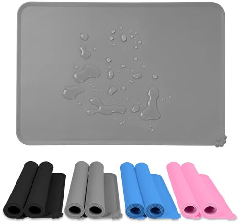 Silikon Napfunterlage (48x30cm, 2er Set) I rutschfeste Unterlage für Hundenapf oder Katzennapf I Hunde Katzen Futtermatte wasserdichte Futternapf Näpfe Futtermatte Kaffeevollautomat