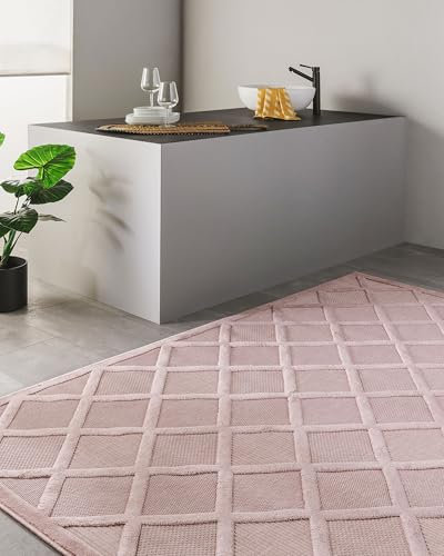 benuta Nest Teppich Bonte - Rosa 160x230 cm - Kunstfaser - Outdoor geeignet - Rechteckig - Pflegeleicht für Esszimmer Küche Outdoor/Terrasse