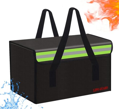 Lipo Battery Safe Bag Large Capatity Fireproof Bag for Ebike Lipo Battery Other Batteries Storage Charging Transport, Home Office Travel Safe Storage Pouch (300 * 200 * 200mm)