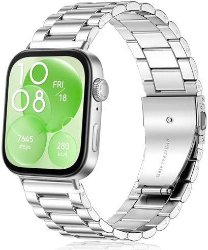 Issinlky Metallband för Huawei Fit 3/4/4 Pro/5, Armband i rostfritt stål för Huawei Fit 3/4/4 Pro/5 Herren Damen