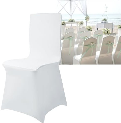 TANYEAR Stuhlhussen Stretch, 100 Stück Universell Stuhlbezüge, Stretchhussen Moderne Hochzeit für Dekoration Geburtstagsfeier Hochzeiten, Stuhldekoration, Weiß