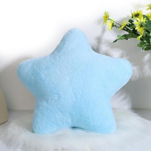 Kuschelkissen Kinder Sternkissen Plüsch Kissen Dekokissen für kuschelecke kinderzimmer, Weiche Flauschige Sternform Zierkissen Sofakisse für Heimdekoration (Blau,60 cm)