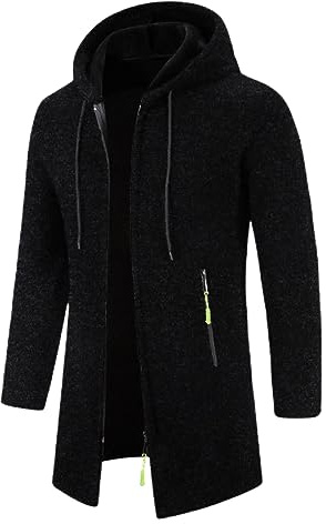 RUMAOZIA Cárdigan largo para hombre, chaqueta tradicional tradicional, chaqueta con capucha, cómoda para invierno, otoño, sudadera con capucha y cremallera, abrigo de invierno, chaqueta de forro