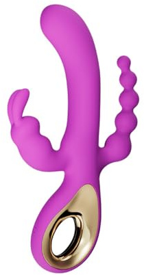 3-in-1 Dildo Vibrator with G-Spot, Clitoris, & Anal Plug Stimulation | USB Rechargeable, IPX5 Waterproof, 2 Motors with 10 Modes - Vibrator for Women and Couples (Purple)