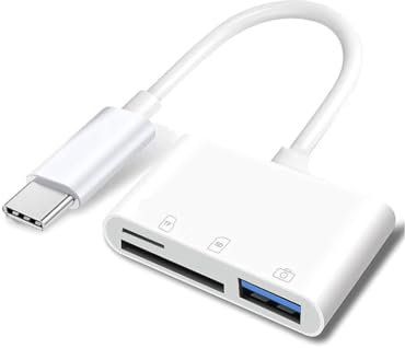 Lettore Schede SD per iPhone, Adattatore per Schede Memoria MicroSD, Card Reader per SDHC SDXC, Compatibile iPhone 16/15 Pro Max, MacBook, iPad, PC, Galaxy S25, Android e Dispositivi USB, Plug & Play