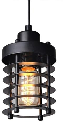 LUOYAOB Lampes suspendues noires style industriel moderne, abat-jour en grille métallique, luminaires suspendus, corps lampe en fer forgé, lustre for salon