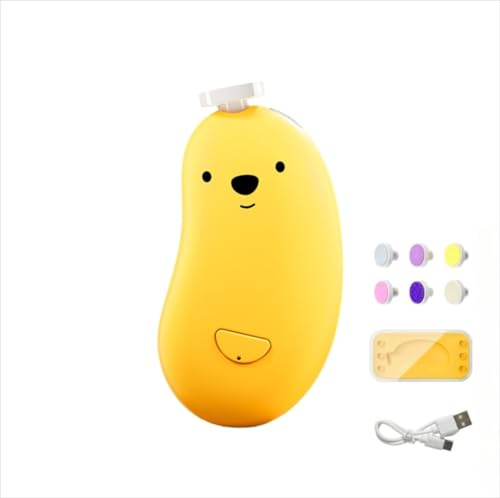 Lima y recortadora de uñas eléctrica para bebé, kit de cuidado de uñas recargable seguro con 6 cabezales de molienda, luz LED y 2 velocidades, cortaúñas suave para recién nacidos, niños pequeños y