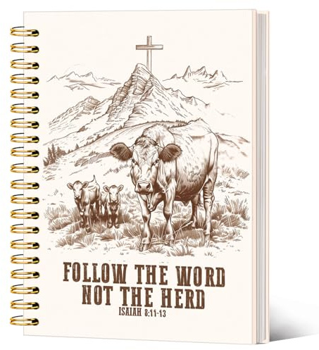 SJDFCSA Western Gifts Christian Gifts for Women Highland Cow Notebook Journal, Religious Prayer Journal for Woman，Church Faith Journaling Notebook A5，Follow The Word Not The Herd Bible Verse Journal