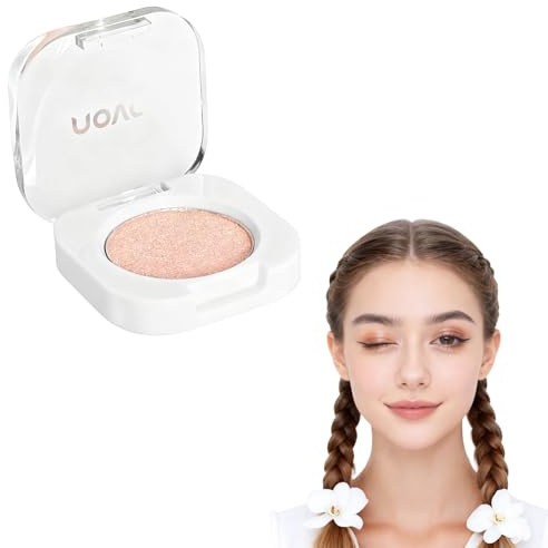 Ombre A Paupiere Et Fard A Paupiere Paillette - Palette Mono Iridescent Champagne Avec Applicateur Eponge Double Pointe 55mm, Têtes 1cm Et 0.5cm, Longueur 1.5cm, Contenu 1.2g