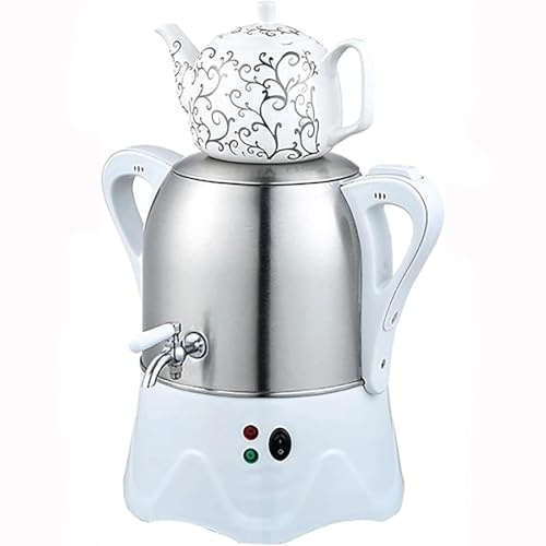 Elektrisk samovar tebryggare med funktion för att hålla värmen, 3 l rostfritt stål och 1 l keramisk tekanna, perfekt för kaffe och turkiskt te