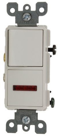 Leviton 15 Amp, 120 Volt, Decora Single-Pole / Neon Pilot AC Combination Switch, Commercial Grade, Grounding, 5626-W, White