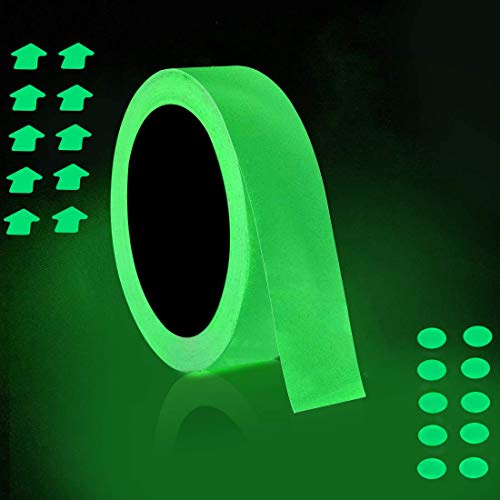 2.5cm x 10m Fluoreszierendes Klebeband, ONTWIE Leuchtendes Band Nachleuchtend Markierungsband Warnband Wasserdicht Luminous Tape,Glow In The Dark,Treppen,Wänden,Ausfahrt Zeichen Leuchtendes Klebeband