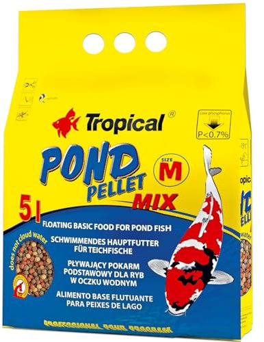 Pond Pellet Mix Size M 5L / 550g - Schwimmendes Teichfischfutter-Pellets für Goldfische, Koi und alle Kaltwasserfische