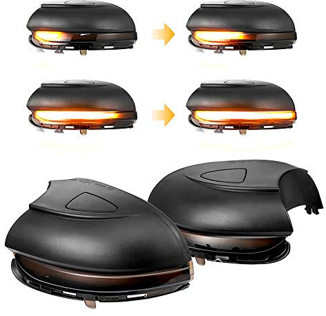 AUTO-STYLE Satz LED Außenspiegel-Blinker kompatibel mit Volkswagen Jetta VI 2011- & Eos 2009- & Passat 3C 2011-2014 & CC 2008- & Beetle 2011- & Scirocco 2008- - Smoke - inkl. dynamischem Lauflicht