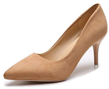 SXFJF Hauts Chaussures Femmes Talon, Dames De La Cour des Femmes Chaussures Bout Pointu Peu Profond Pompes Stiletto, en Cuir Verni Intelligent Work Party,Kaki,40