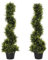 Outsunny Set Of 2 90cm/3FT Artificial Spiral Topiary Trees w/Pot Fake Indoor Outdoor Greenery Plant Home Office Garden Décor Green