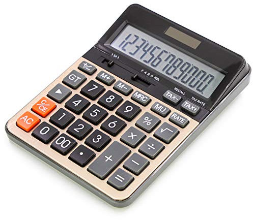 OFFIDIX Tischrechner mit großem 12-stelligem LCD-Display, Solarbatterie, Dual-Power, perfekt für Büro, Zuhause, Schule