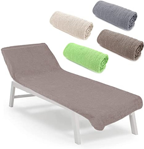 heimtexland ® Liegestuhlauflage Frottier Schonbezug Sonnenliege Strand Schwimmbad Sauna Hygiene Handtuch Frottee Typ772 Taupe