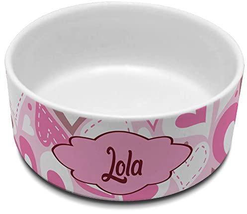 LolaPix Cuenco para Perros. Comedero Personalizado. Cerámica. 1100ml. Corazones