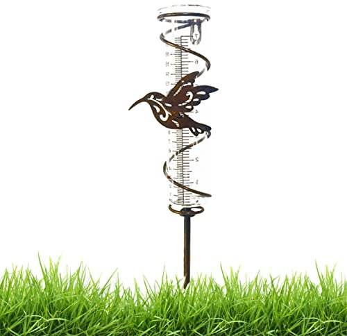 Pratvider Pluviomètre extérieur 7 po - Pluviomètres en Verre avec Piquet à Cadre métallique en | jauge Pluie détachable pour clôture Jardin, terrasse, pelouse