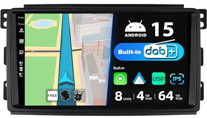 JOYX Android 12 IPS bilradio – [Inbyggd DAB] – passar Benz Smart fortwo 451 (2005–2010) – trådlös Carplay/Android Auto – 4G + 64G – kamera + MIC – 9 tum 2 Din – SWC DSP WiFi Fast båt 360-kamera