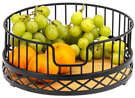 bremermann Obstkorb, Obstschale rund, Ø ca. 23,5 cm, schwarz matt, Bambusboden