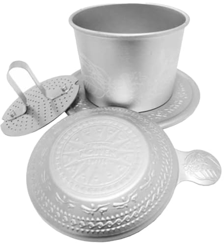 Angoily Vietnamesischer Kaffeefilter Aus Edelstahl Wiederverwendbarer Tropfkaffee Filterbecher Für Handbrühkaffee Zuhause Büro Und Outdoor Kompakt Mit Vintage Muster