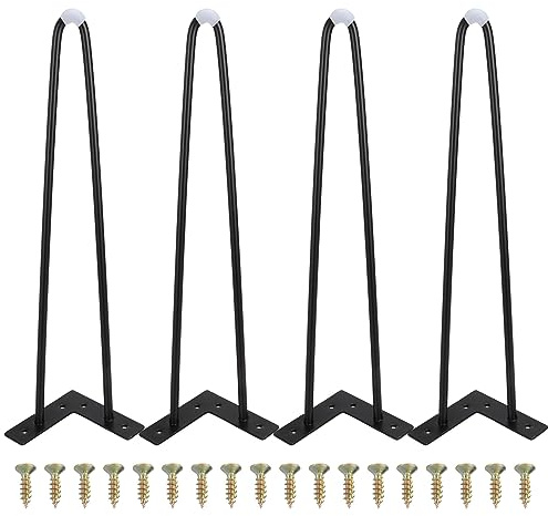 ASelected 4Pcs Hairpin Table Legs 15.7 Inch Metal Furniture Legs 40Cm Heavy Duty Metal Furniture Table With Rubber Floor Protector And Screws Suitable For Diy Cabinet Chair Desk Tabl(Black)