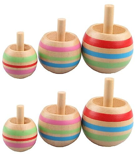 KieTeiiK 6 Stück Holzkreisel Tischkreisel Flipover Kreisel Nostalgisches Geschenk Für Erwachsene Kinderpartybevorzugung Desktop Gyroskope Dekompressionsspielzeug Für Erwachsene Druckplatte