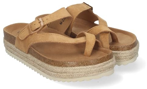 shoes&blues.es Sandalia de Mujer de Plataforma Tipo Esclava, Material Bio, Forradas de Yute, Comodas y Elegantes, Talon Abierto y Decorada con Hebilla, Ideales para Primavera-Verano