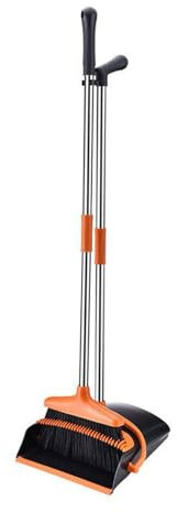 HHCTEBEC Broom and Dustpan Set with Long Handle Upright Stand Up Stand Up Broom with Dustpan Combo for Indoor Outdoor Home Room Kitchen Office Lobby