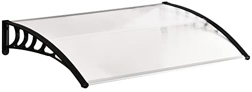 Outsunny Auvent de Porte d'entrée, Toit Marquise de Porte Exterieur en Polycarbonate et Aluminium résistante Toit abri Protection Contre la Pluie et UV pour terrasse, Balcon, 122 x 89 cm, Blanc
