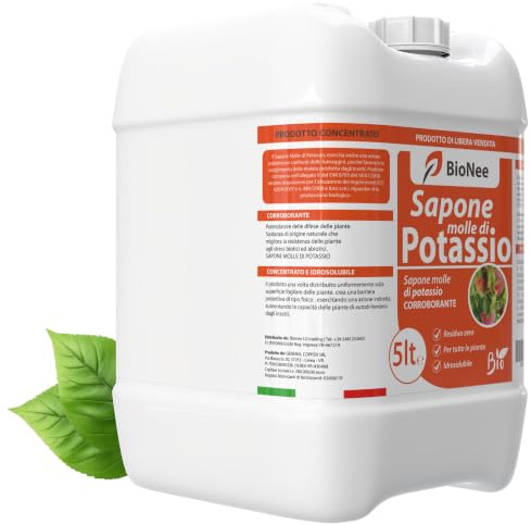 Sapone Molle Potassico 5L – Insetticida Naturale per Piante, Afidi, Cocciniglia, Effetto Corroborante e Lava Melata