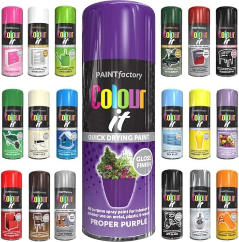 Spray Paint Proper Purple Gloss Finish Aerosol 250ml can - Quick Dry, All Purpose Spray Paint for Interior and Exterior Ideal for Wood, Metal, Plastic, Indoor & Outdoor Use