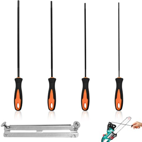 4 Pezzi Lima per Motosega, Affila Catena Motosega, con Supporto per Lima, Realizzata in Acciaio ad Alta Resistenza, Resistente e di Lunga Durata, ci Sono 4 Dimensioni di 3.2 mm, 4.0 mm, 4.8 mm, 5.5 mm