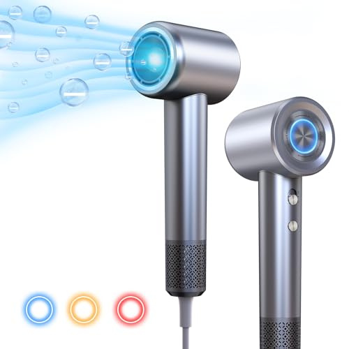 PANACARE Ionen Haartrockner, 1600W Professioneller Schnelltrocknender 200 Millionen negative Ionen|110.000 U/min Hochgeschwindigkeit|mit rotierender Magnetdüse Fön für Zuhause,Reisen,Salon (Grey)