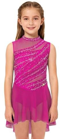 Yihuimin Vestido de patinaje artístico para niña, sin mangas, vestido de patinaje artístico, vestido de ballet, vestido de danza, traje de gimnasia rítmica, maillot de danza