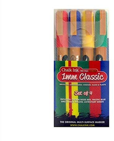 Chalk Ink Classic Wet Wipe Markers, 1mm, 4-Pack